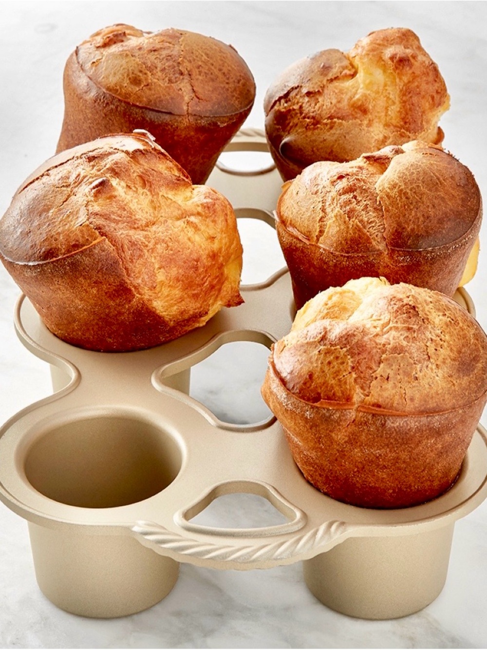 *NWT* NordicWare Grand Popover Pan William Sonoma 6-Cup/1.2L Cast  Aluminum Gold